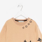 Комплект детский (свитшот, брюки), цвет бежевый/чёрный МИКС, рост 110-116 см - фото 21888395