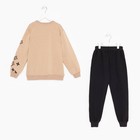 Комплект детский (свитшот, брюки), цвет бежевый/чёрный МИКС, рост 152 см - фото 24587962