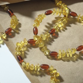 

Набор 2 предмета: бусы, браслет "Янтарь" крошка обработанная через оливку, цвет жёлто-коричневый