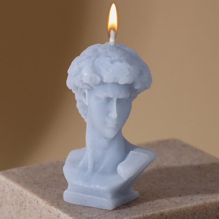 Свеча формовая «Давид», серый, высота 6,5 см - Фото 1