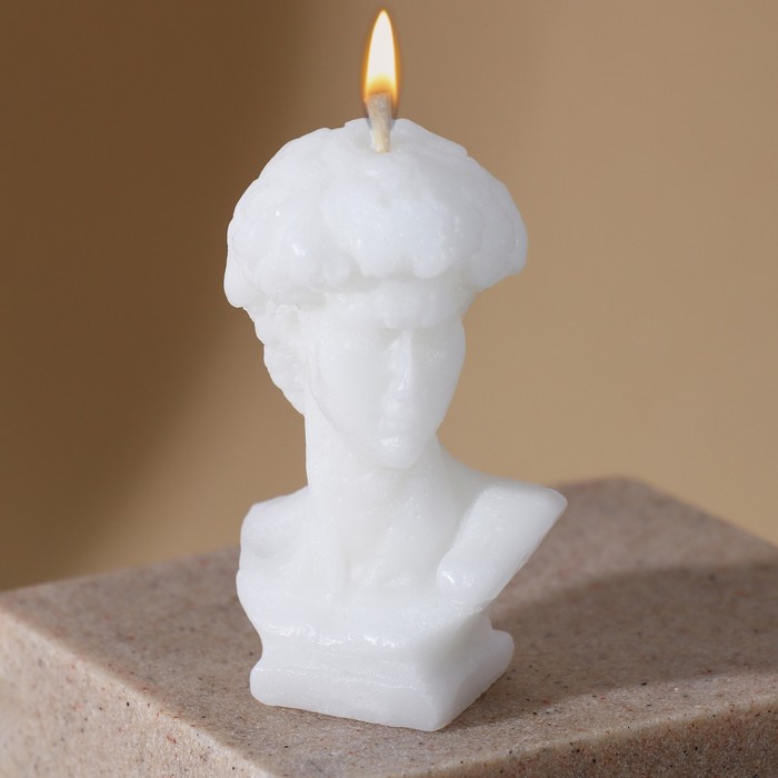 Свеча формовая «Давид», белый, высота 6,5 см - Фото 1