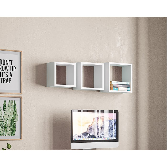 Полка настенная «Клик Мебель. Лена НПл - 1», 300×270×170 мм, цвет белый бриллиант - Фото 1