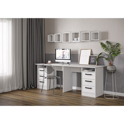 Стол письменный «Клик Мебель. СТН - 3», 2040×600×750 мм, цвет белый брилл/белый глянец