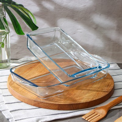 Набор форм для запекания Paşabahçe Borcam, 2 предмета: 1.95 л, 1.32 л, 33.5×19 см, 26×14.8 см, жаропрочное стекло, прозрачный