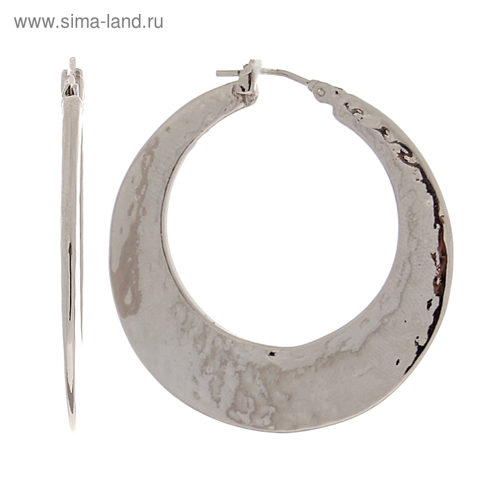 Серьги-кольца "Широкое", цвет серебро d=4см - Фото 1