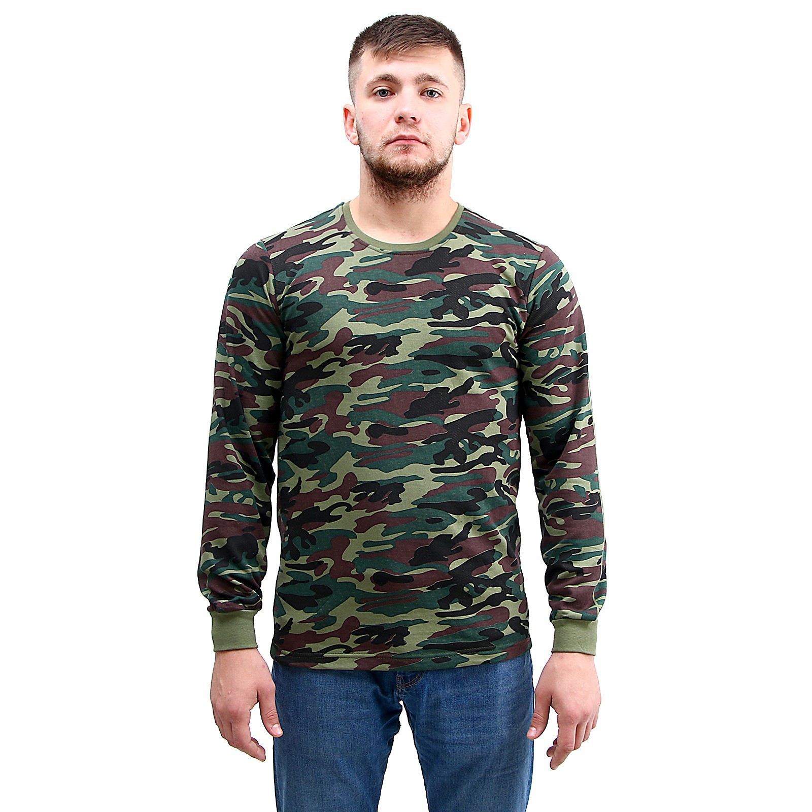 Футболка с длинным рукавом, камуфляж облака, хлопок с начёсом, р. 48 ...