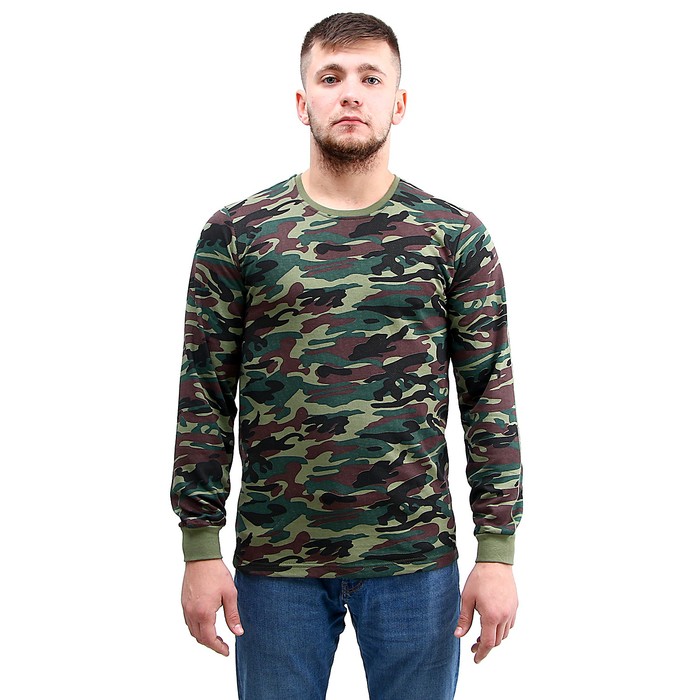 

Футболка с длинным рукавом, камуфляж облака, хлопок с начёсом, р. 48, рост 176 см