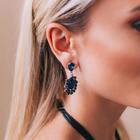 Серьги со стразами «Карнавал» шик, синие в чернёном серебре - Фото 5