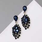 Серьги со стразами «Карнавал» шик, синие в чернёном серебре - Фото 3