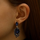 Серьги со стразами «Карнавал» шик, синие в чернёном серебре - Фото 2