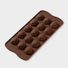 Форма для конфет и шоколада Доляна «Шарик смайл», силикон, 20×10 см, 15 ячеек, коричневая - Фото 4
