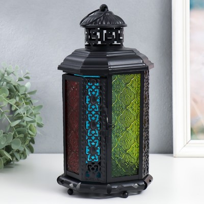 Подсвечник - фонарь на 1 свечу «Арабская ночь», цветные стёкла, 28×15×15 см