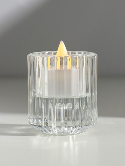 Стеклянный подсвечник на 1 свечу «Долли», d=2.5 см, 4 см, прозрачный, 6×5×5 см