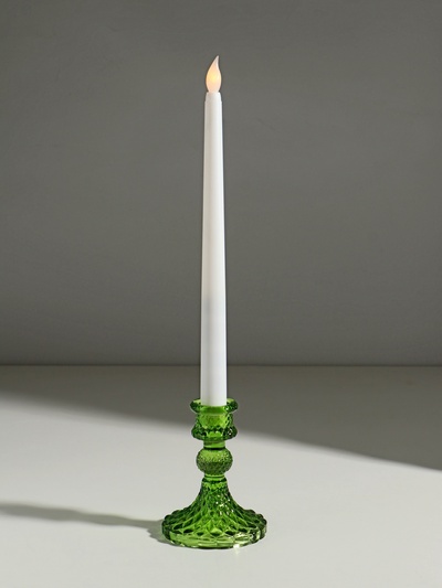 Стеклянный подсвечник на 1 свечу «Женева», d=2.2 см, зелёный, 10.5×7.7×7.7 см