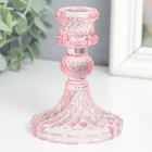 Подсвечник стекло на 1 свечу "Женева" розовый 10,5х7,7х7,7 см - фото 320198312