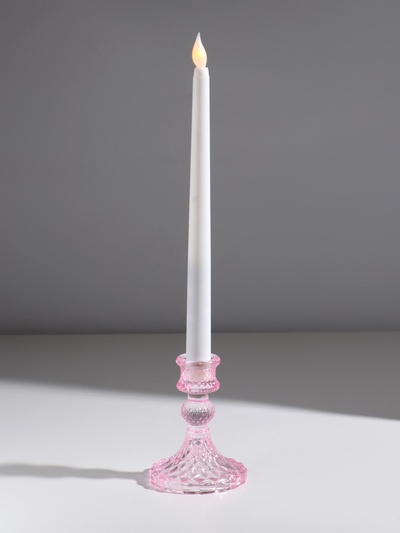 Стеклянный подсвечник на 1 свечу «Женева», розовый, 10.5×7.7×7.7 см