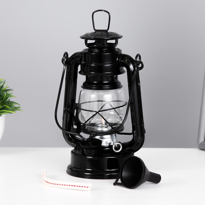 Керосиновая лампа декоративная черный 9,5х12,5х19 см RISALUX - фото 1907568931