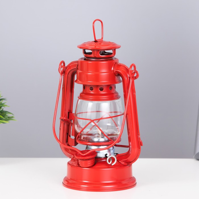 Керосиновая лампа декоративная красный 9,5х12,5х19 см RISALUX - фото 1885502421