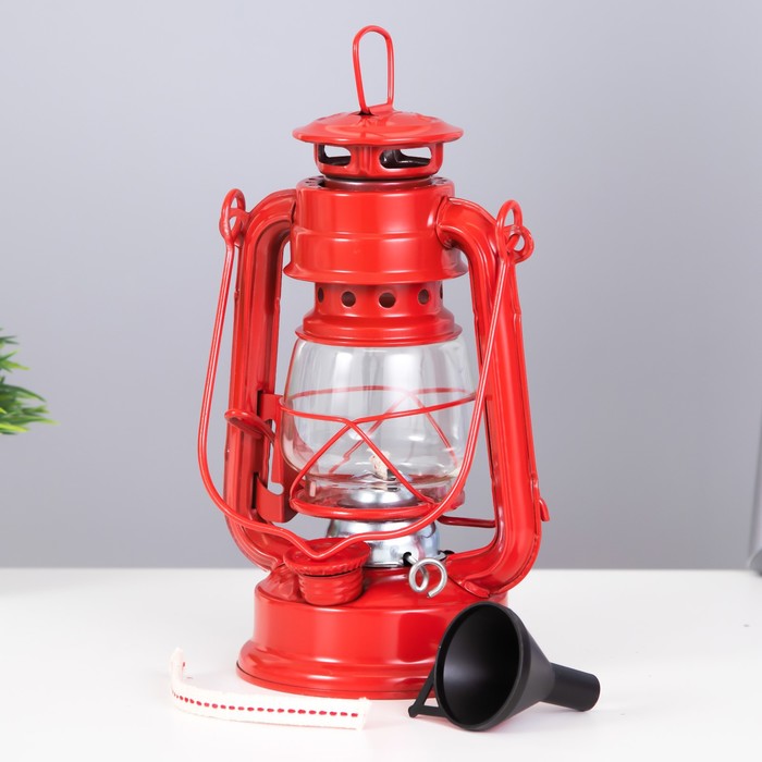 Керосиновая лампа декоративная красный 9,5х12,5х19 см RISALUX - фото 1907568941
