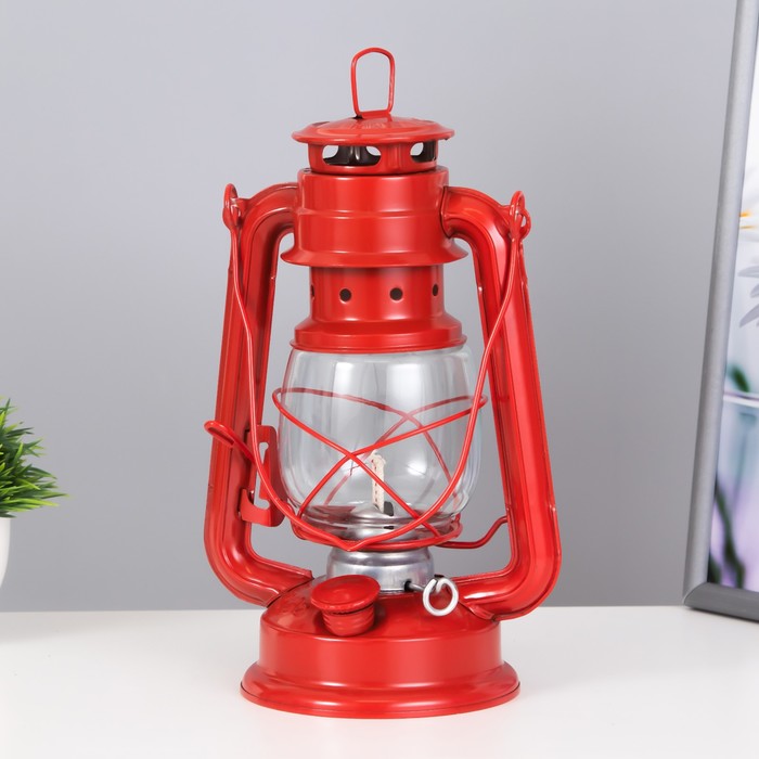 Керосиновая лампа декоративная красный  11.5*15*25 см RISALUX - фото 1885502431
