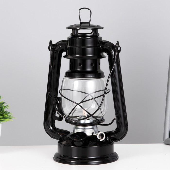 Керосиновая лампа декоративная черный 11,5х15х25 см RISALUX - фото 1885502441