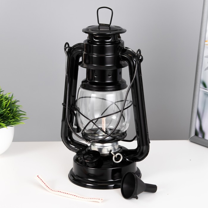 Керосиновая лампа декоративная черный 11,5х15х25 см RISALUX - фото 1885502442