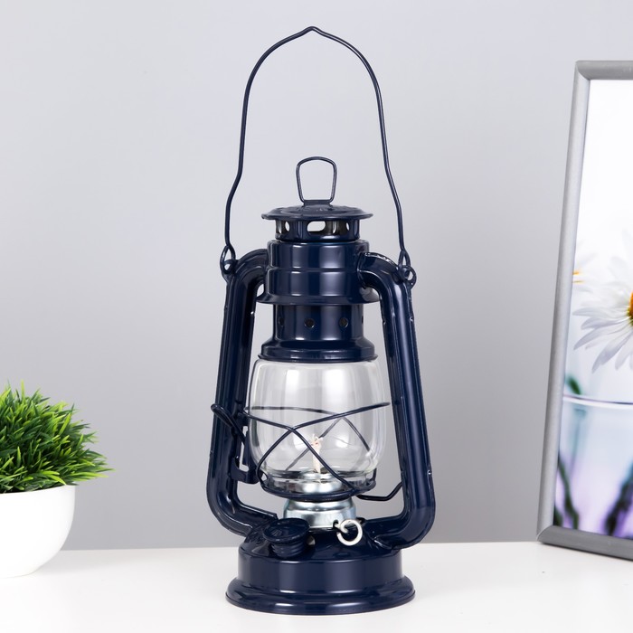 Керосиновая лампа декоративная синий 11.5*15*25 см RISALUX - Фото 1