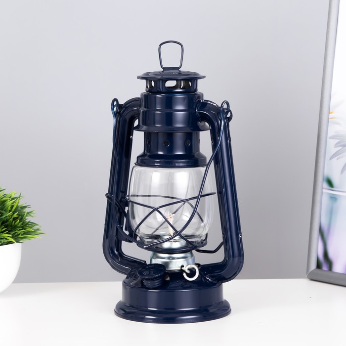 Керосиновая лампа декоративная синий 11.5*15*25 см RISALUX - фото 1885502451