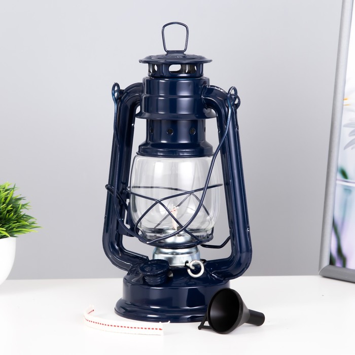 Керосиновая лампа декоративная синий 11.5*15*25 см RISALUX - фото 1885502452