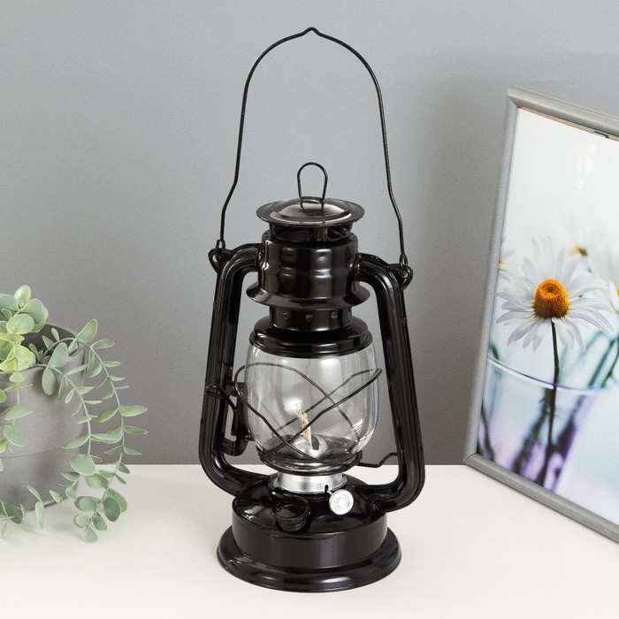 Керосиновая лампа декоративная черный 14х18х27,5 см RISALUX - Фото 1