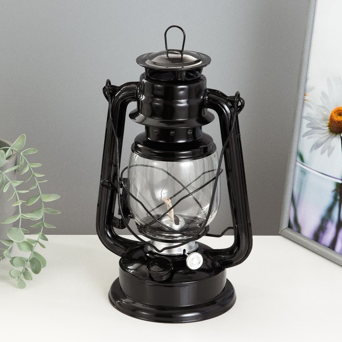 Керосиновая лампа декоративная черный 14х18х27,5 см RISALUX - фото 1885502461