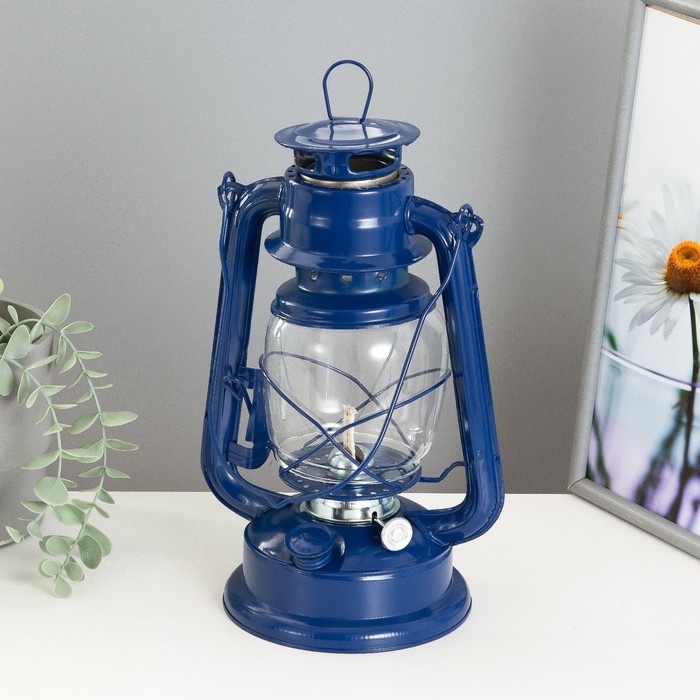 Керосиновая лампа декоративная синий 14х18х27,5 см RISALUX - фото 1885502471