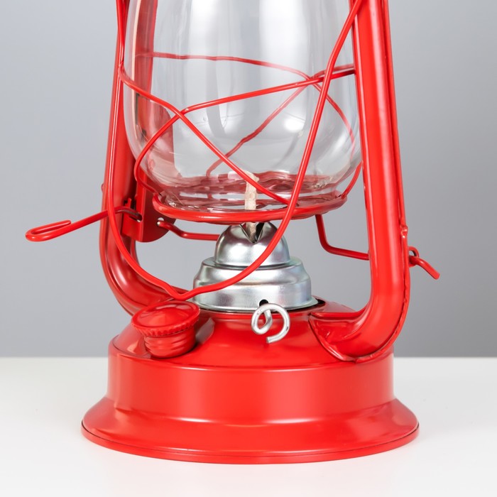 Керосиновая лампа декоративная красный 14х18х27,5 см RISALUX - фото 1885502483