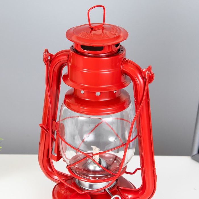 Керосиновая лампа декоративная красный 14х18х27,5 см RISALUX - фото 1885502484