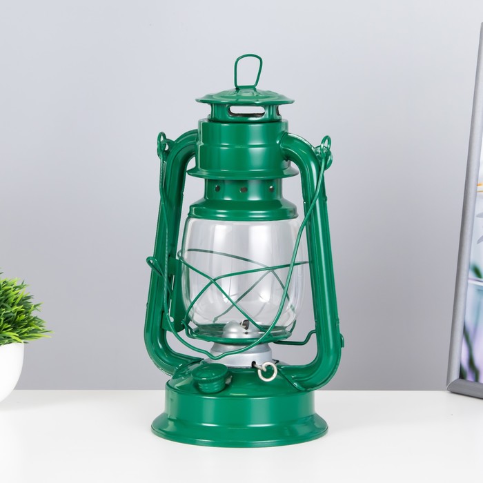Керосиновая лампа декоративная зеленый 14х18х27,5 см RISALUX - фото 1885502491