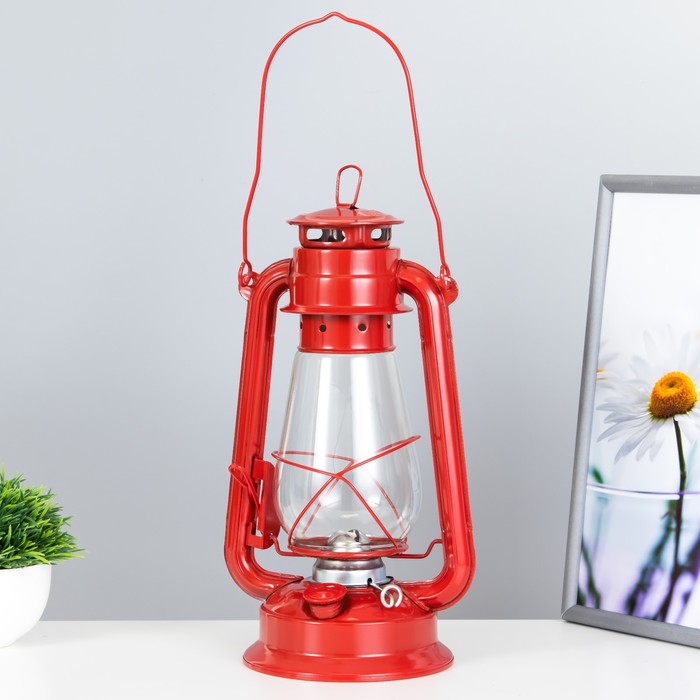 Керосиновая лампа декоративная красный 14х18х30 см RISALUX - Фото 1
