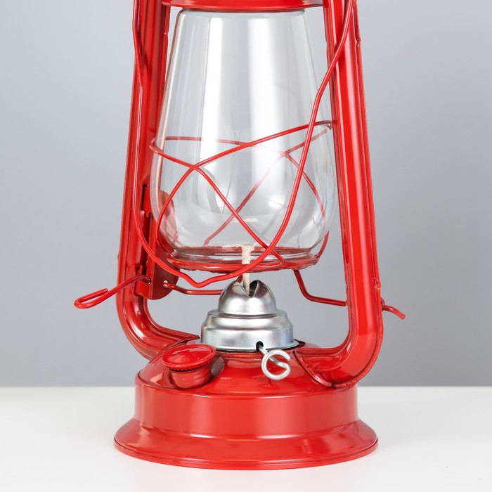 Керосиновая лампа декоративная красный 14х18х30 см RISALUX - фото 1885502503