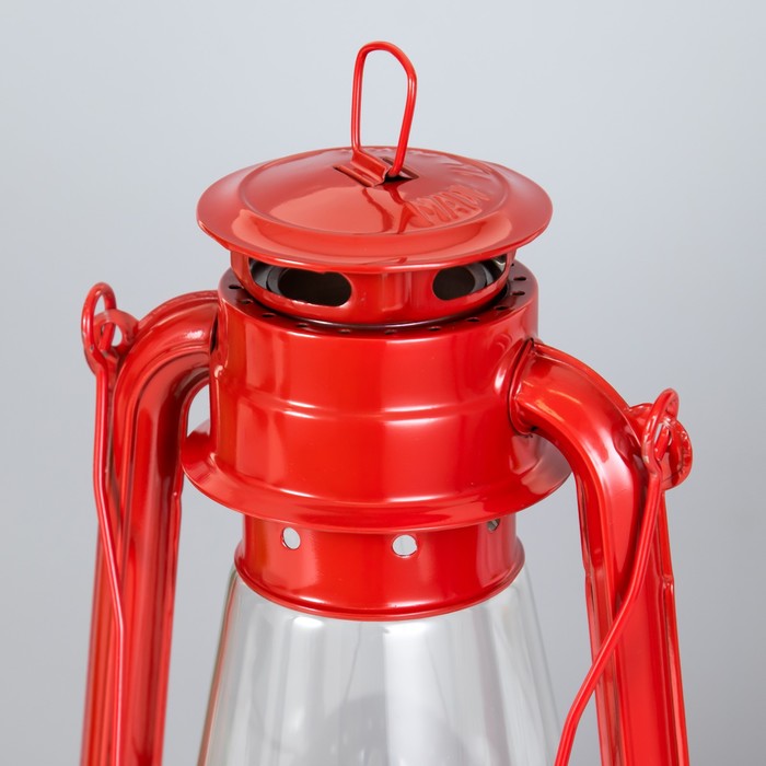 Керосиновая лампа декоративная красный 14х18х30 см RISALUX - фото 1885502504