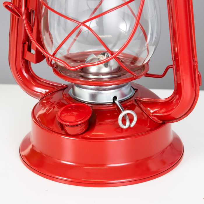Керосиновая лампа декоративная красный 14х18х30 см RISALUX - фото 1885502505