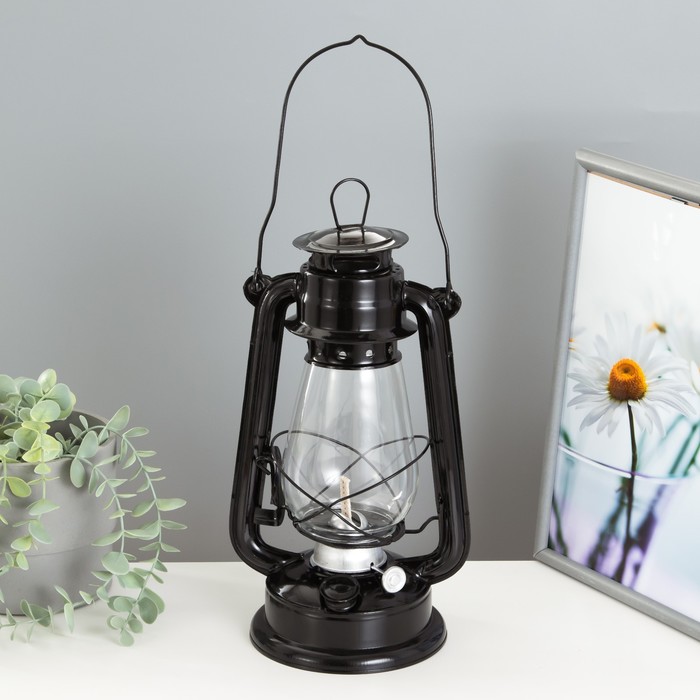 Керосиновая лампа декоративная черный 14х18х30 см RISALUX - Фото 1