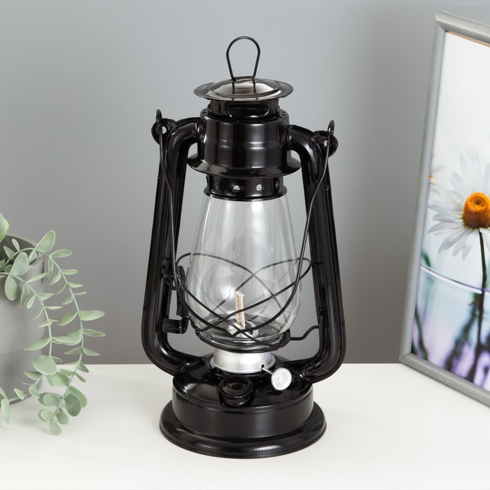 Керосиновая лампа декоративная черный 14х18х30 см RISALUX - фото 1907569030