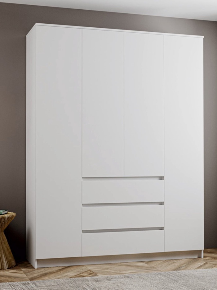 Шкаф распашной четырёхстворчатый «Мадера», 3 ящика, 1600×520×2100 мм, цвет белый - Фото 1