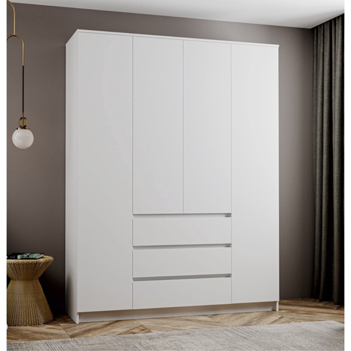 Шкаф четырёхстворчатый распашной «Мадера», 3 ящика, 1600×520×2100 мм, цвет белый - Фото 1