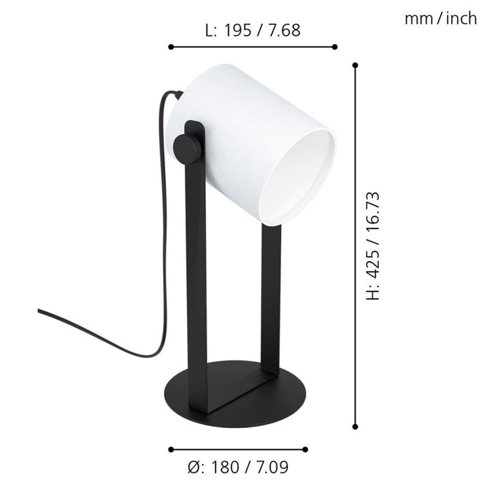 Настольная лампа HORNWOOD 1, 1x28Вт E27, цвет чёрный - фото 1906122024