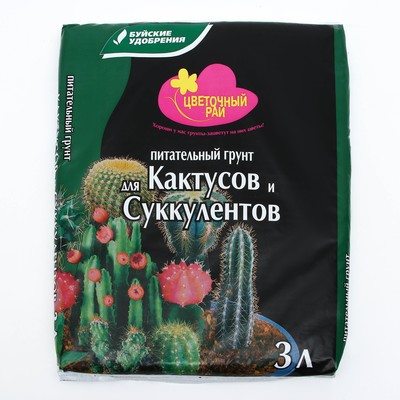 Грунт для Кактусов и Суккулентов «Цветочный рай», 3 л