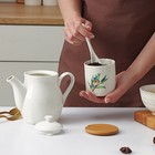 Банка фарфоровая для сыпучих продуктов с ложкой Доляна «Эстет. Горная синяя птица», 240 мл, цвет белый 7531563 - фото 16766915