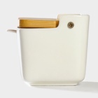 Банка для хранения сыпучих продуктов с ложкой «Эстет. Овощи», 250 мл, с бамбуковой крышкой, фарфоровая, белая - Фото 3