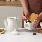 Банка фарфоровая для сыпучих продуктов с ложкой Доляна «Эстет. Горная синяя птица», 250 мл, цвет белый - Фото 4