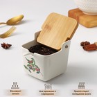 Банка фарфоровая для сыпучих продуктов с ложкой Доляна «Эстет. Колибри», 250 мл, цвет белый - Фото 2