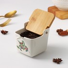 Банка фарфоровая для сыпучих продуктов с ложкой Доляна «Эстет. Колибри», 250 мл, цвет белый - Фото 3